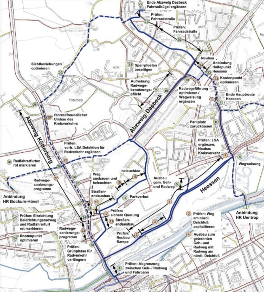 Ausschnitt aus den neuen Plnen der Stadt fr die Radwege in Heessen - die CDU will eine vernnftige Verkehrspolitik,